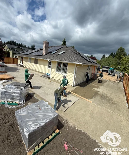 Contemporary Patio, Retaining Wall & Sod Renovation in Snohomish 